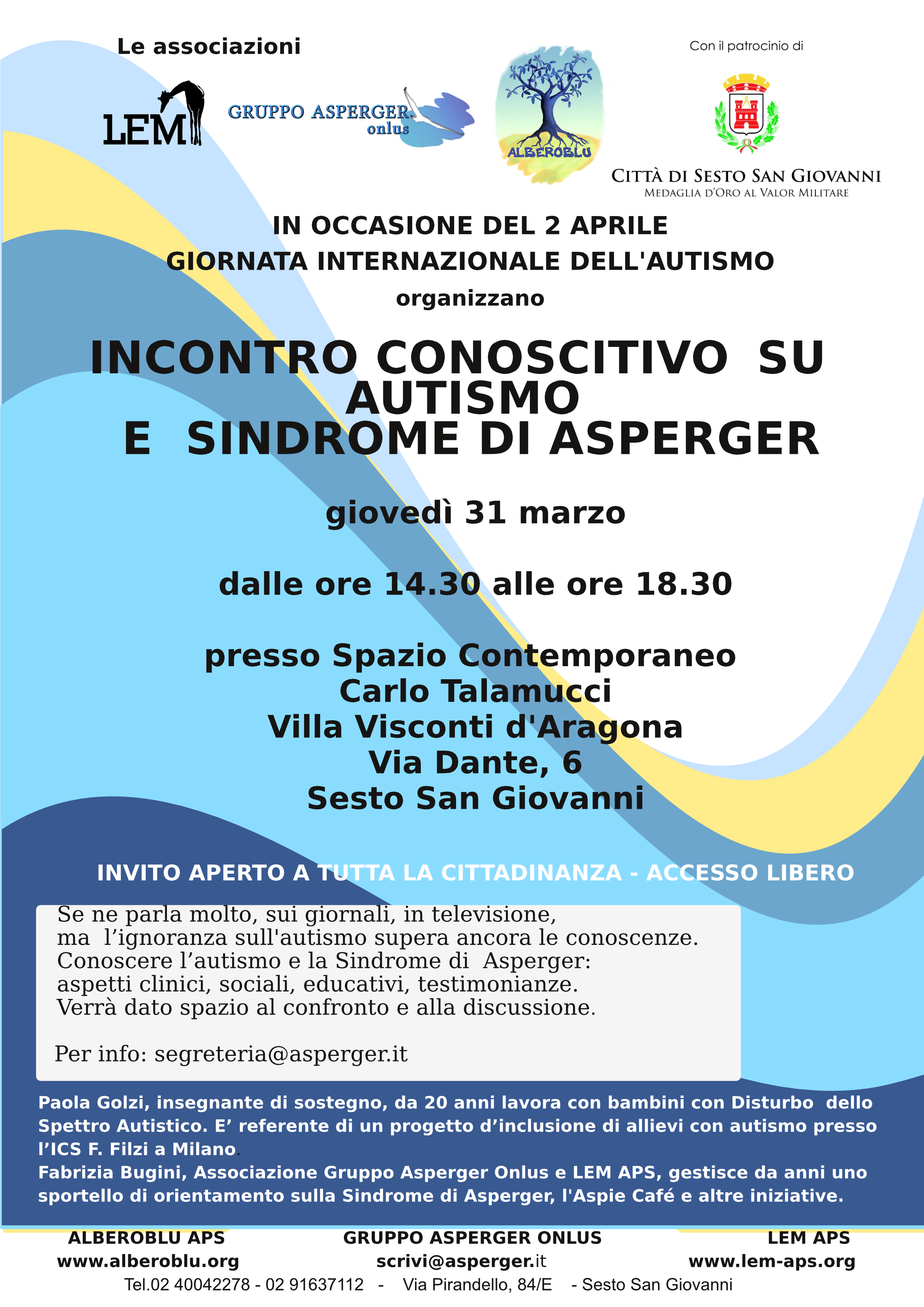 2 aprile 2016, Incontro Conoscitivo su Autismo e Sindrome di Asperger